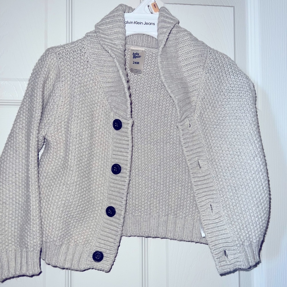 OshKosh B’Gosh long sleeve button down cableknit sweater 24M